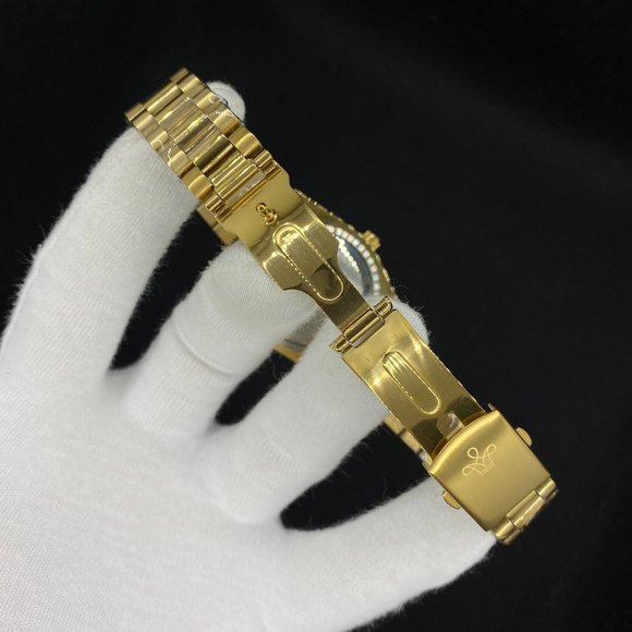 Gold Color Roman Numeral Iced Out Unisex Watch - Picture 6 of 6